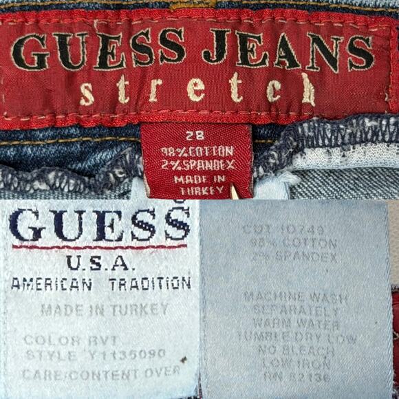 Vtg 90s/Y2K Guess U.S.A. High Rise Crop Ankle Slit Jeans sz 28 - Picture 13 of 15